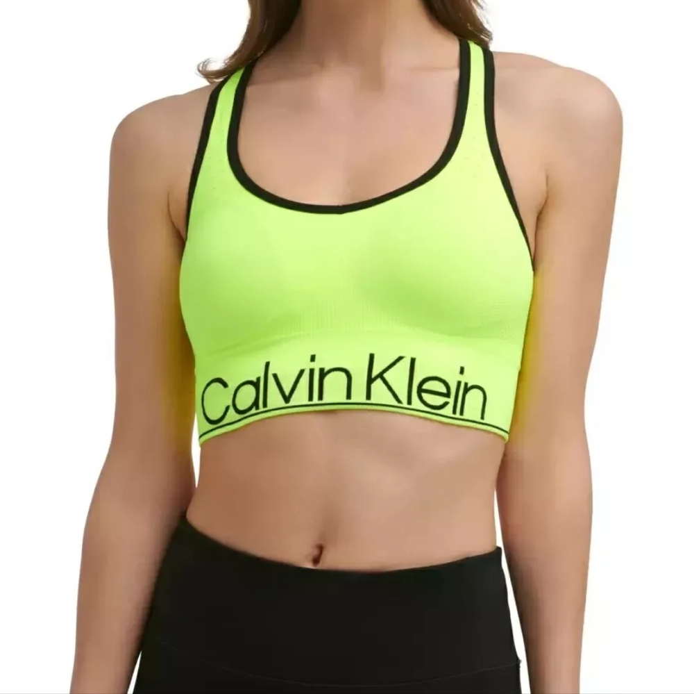 Calvin Klein Performance Neon‎ Yellow Sports Bra, Light Padding, Size Small